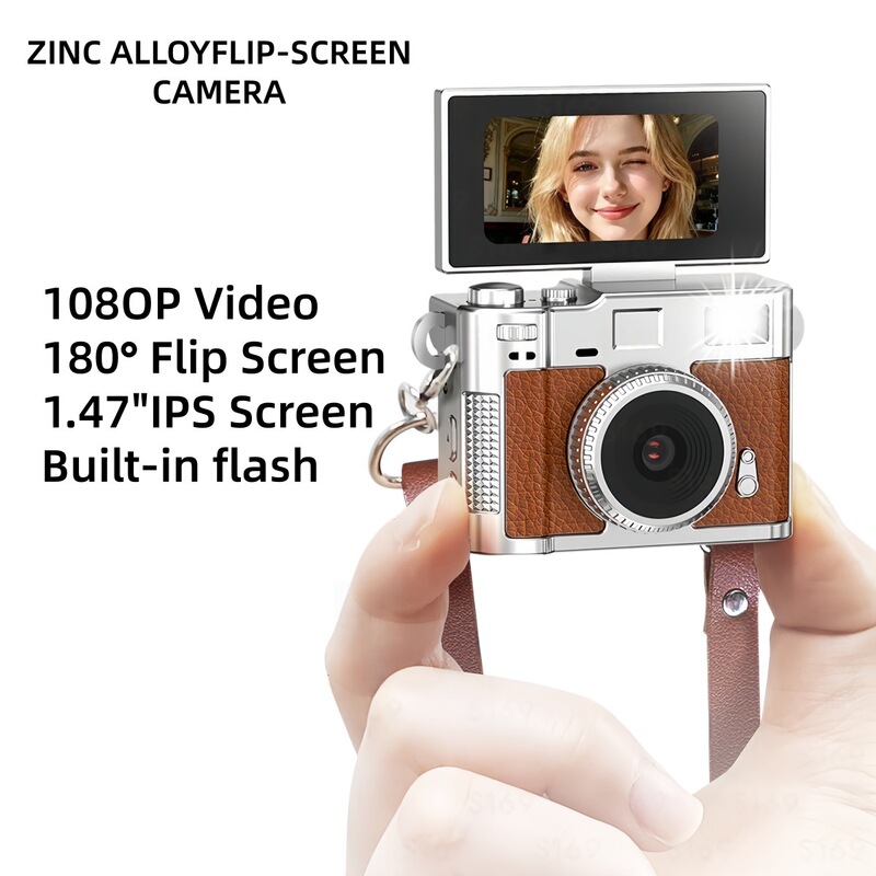 2026 Zinc Alloy Mini Camera Neck Strap Thumb Camera Student Party Backpack Accessory Outdoor Portable Camcorder