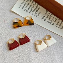 秋冬复古包包造型豹纹耳扣耳环女小众轻奢设计高级感个性百搭饰品