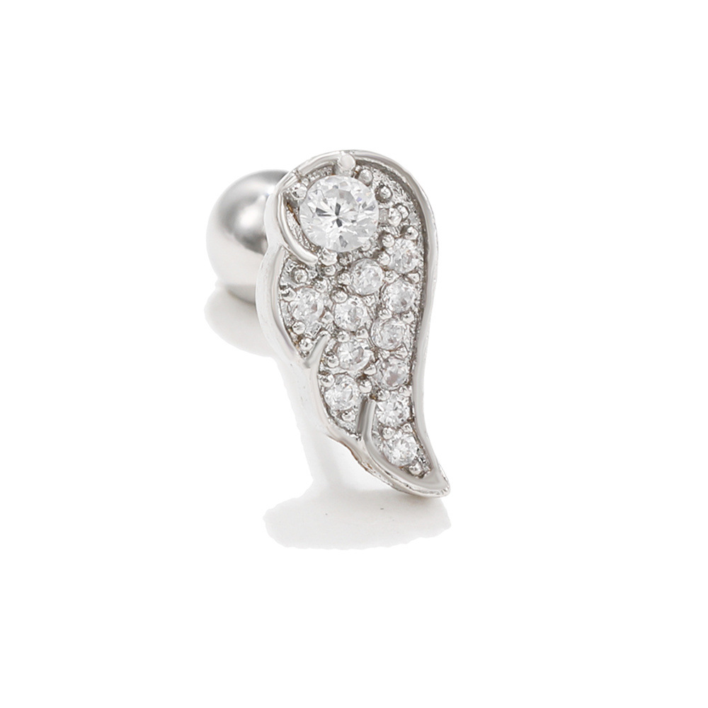 Eardrops Bone Nail Stainless Steel Rod Piercing Twist Ball Ear Stud Angel Wings Moon stud Earring