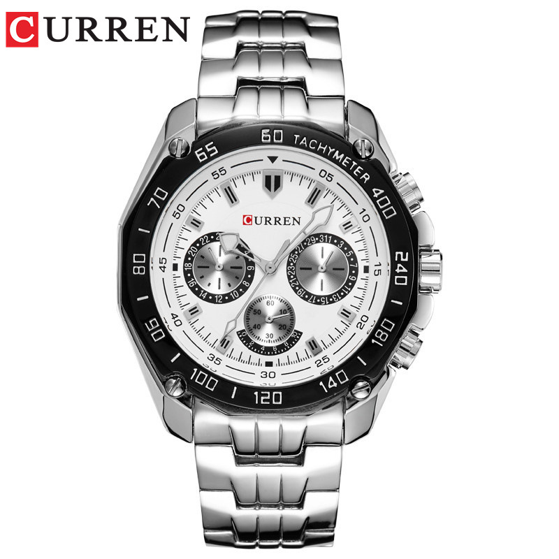 CURREN/Kareen 8077 men's popular fake Three-eye quartz watch Japanese watch waterproof quartz watch