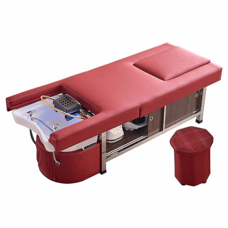 Cama de lavado de cabello de masaje eléctrica multifuncional con calentador de agua de fumigación para terapia de pies para barbería de circulación de agua para salón de cuidado de cabello
