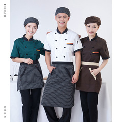 廚師工作服男短袖夏裝薄款餐飲早餐飯店食堂壽司酒店廚房長袖衣服