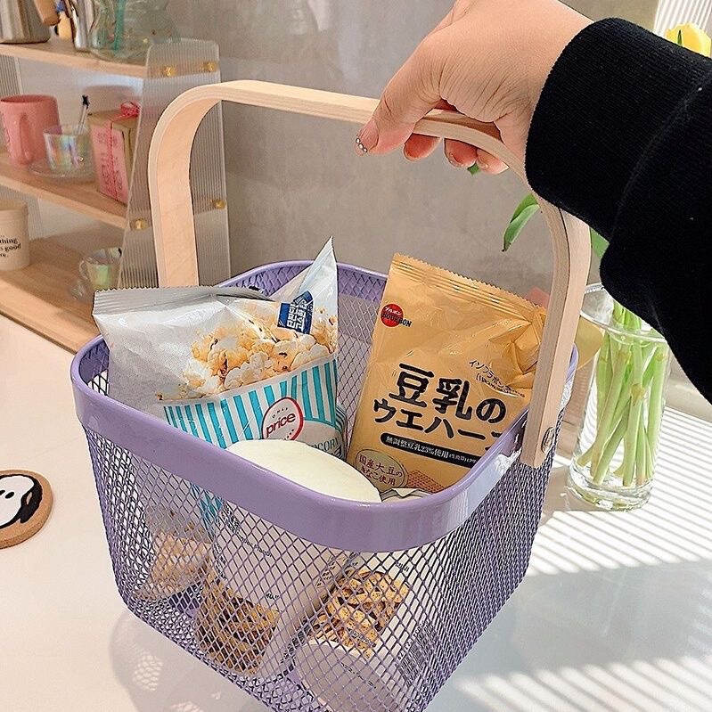 Ins Multifunctional Milk Purple Sand Tray Cut Out Storage Basket Desktop Household Sundry Basket Multi-Functional Storage and Organization Box