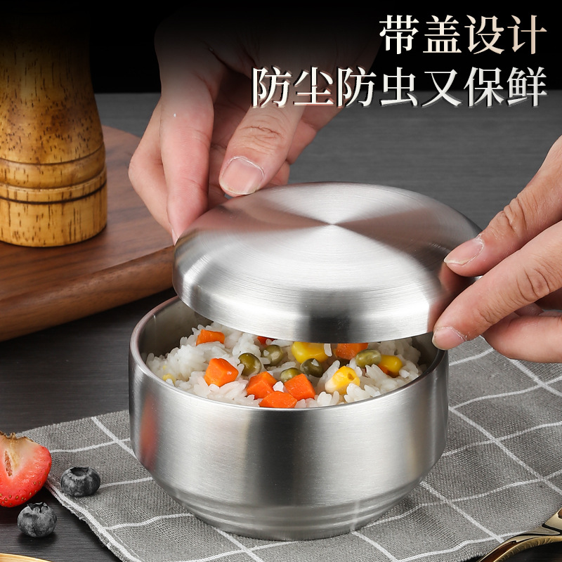 韓式304不鏽鋼碗米飯碗商用雙層防燙湯碗韓國金色碗醬料 小碗餐具