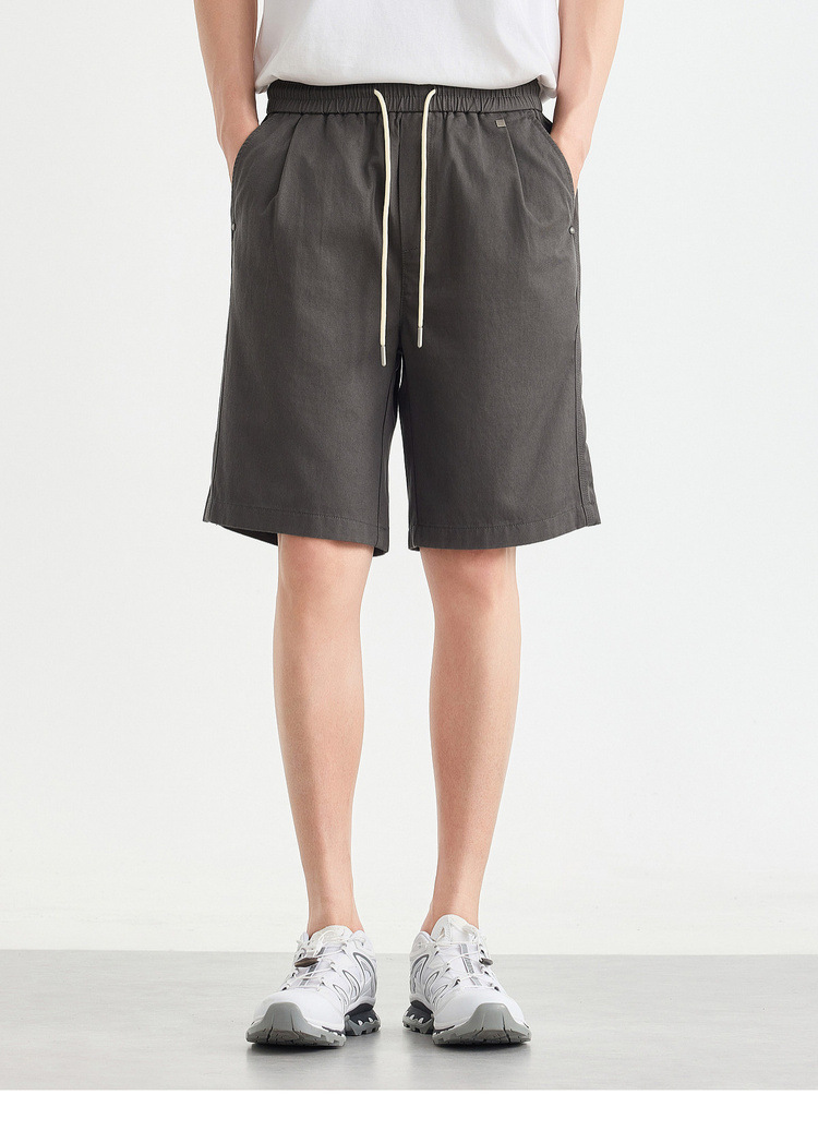 Quần short nam ống đứng dáng thẳng chất liệu cotton pha Lycra phong cách công sở — đen chi tiết 13