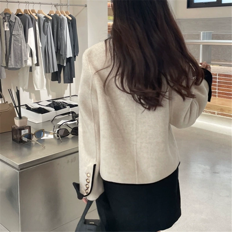Двустороннее кашемировое пальто из шерсти в стиле Chanel для подростков, воротник‑кукла, бренд