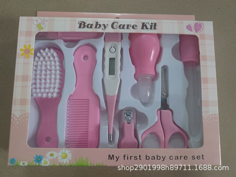 Fuchsia children's set for nails, thermometer, 8 pieces
