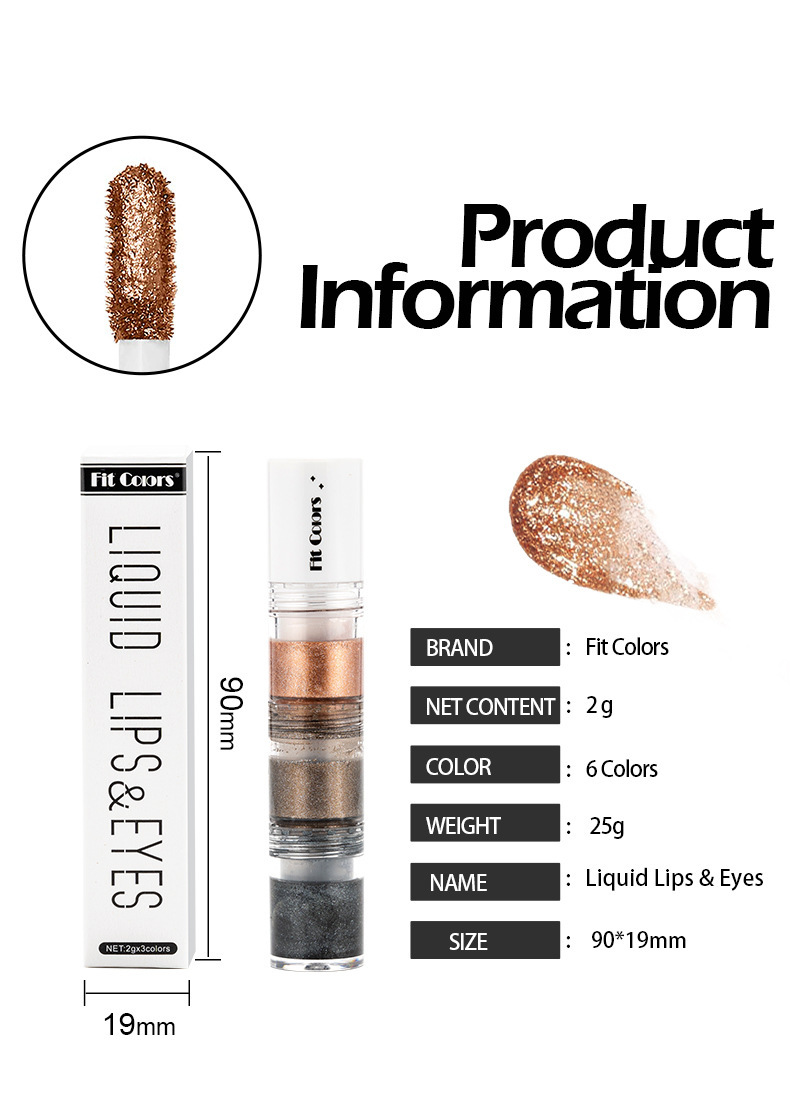 Cross-border bestseller Fit Colors3: Smoky Eye Water, Eyeshadow Diamond Liquid, Pearlescent Fine Sparkling Eyeshadow Liquid, Lip Gloss undefined