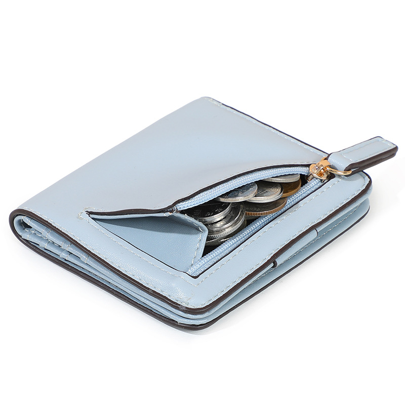 Monedero PU simple, monedero corto de damas ultra delgado, monedero anti-magnético RFID de comercio exterior de Amazon personalizado