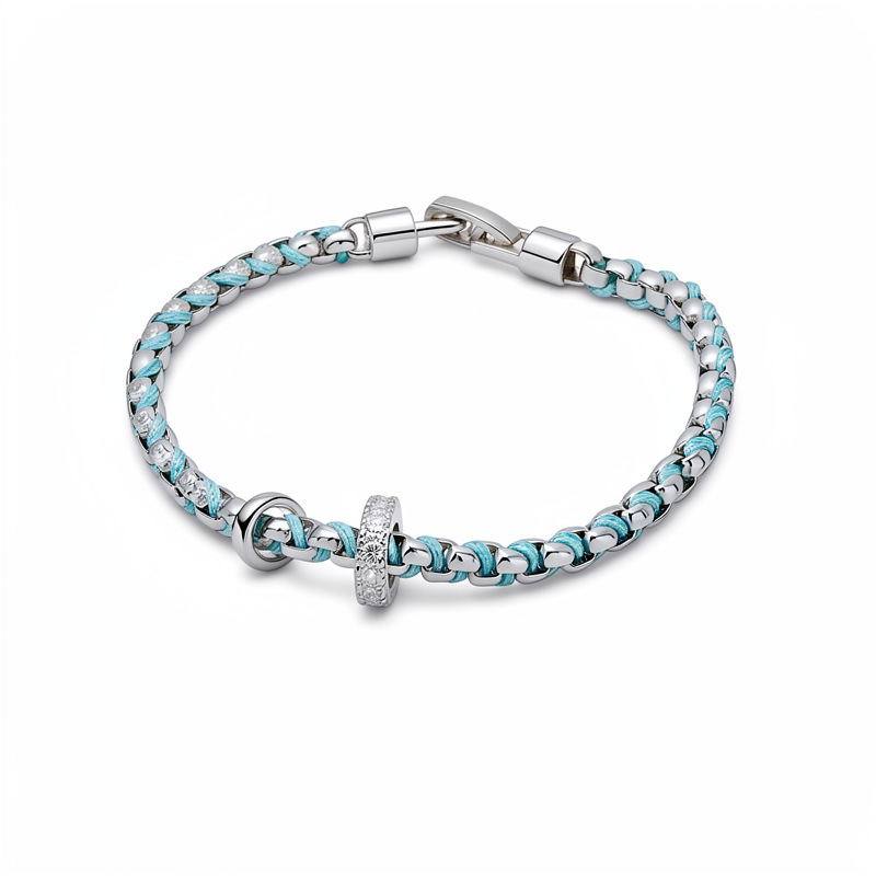 Pulseras redondas de piedra azul de silicio lujoso ligero nicho pulseras de alto nivel temperamento personalidad moda joyería al por mayor