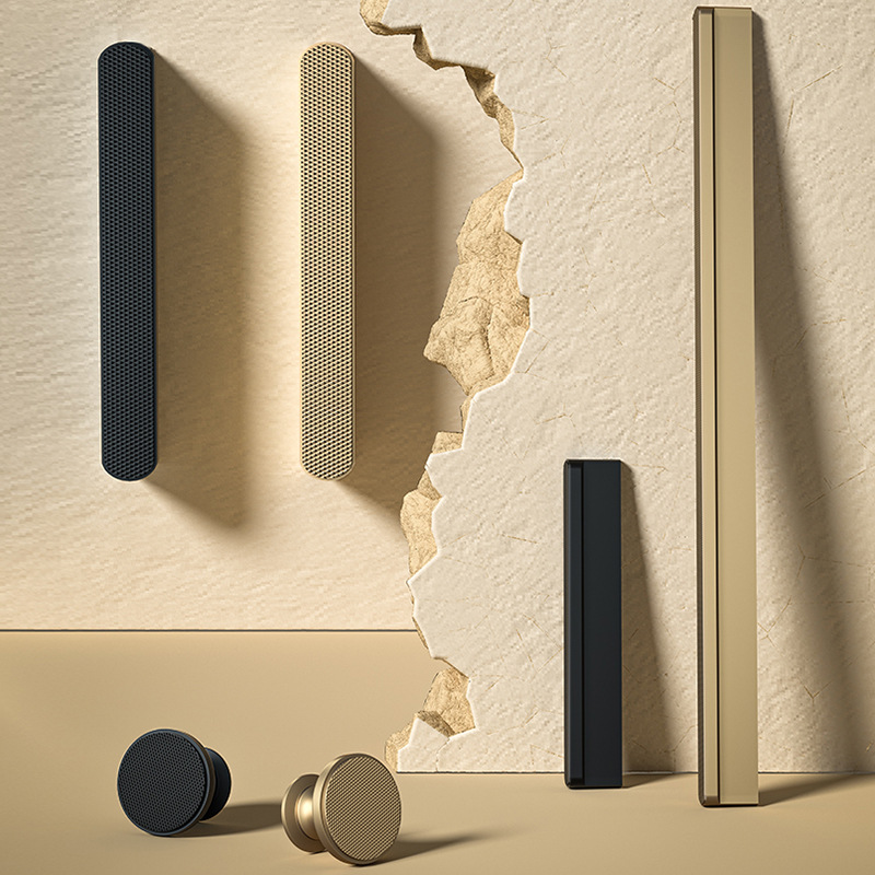 Feyas Network T-shaped Wardrobe, Gold Luxurious Handle, Cabinet with Drawers, Full-Height Black Door Handles