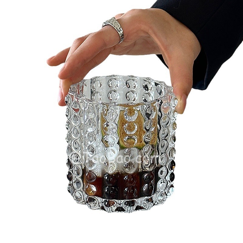 三秋Sanqレトロ軽豪華珠点グラスコップコップ高級感コーヒーカップ飲料カップウイスキーグラス|undefined