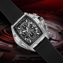 馬克華菲品牌手錶男士多功能夜光計時鏤空防水時尚石英表