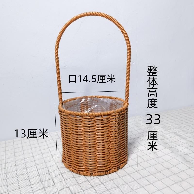 Cestas de flores de caña tejidas a mano canasta de mano pastoral creativa Qixi Festival de caña floral decorativa canasta huevo