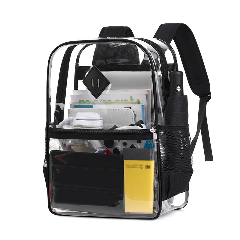 Cross-border Amazon Transparent Backpack Junior Senior high school Stadium Concert Transparent Bag Large Capacity PVC Student Bag Cross-border Amazon Transparent Backpack Junior Senior high school Stadium Concert Transparent Bag Large Capacity PVC Student Bag