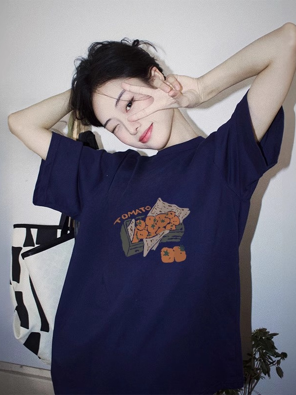 Blue summer cotton small design T-shirt
