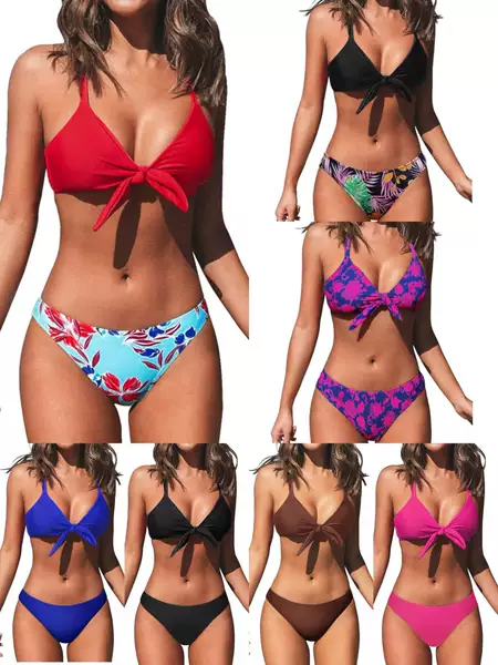 2026 Amazon Hot-Selling Split Bikini Sexy Strappy Triangle Swimsuit Set Beach Vacation Swimwear for Women