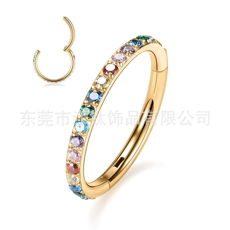 G23 Titanium Nose Ring Seamless Closed Ring CZ Micro-Inlaid Zircon Nose Stud Hoop for Women Men detail image 16