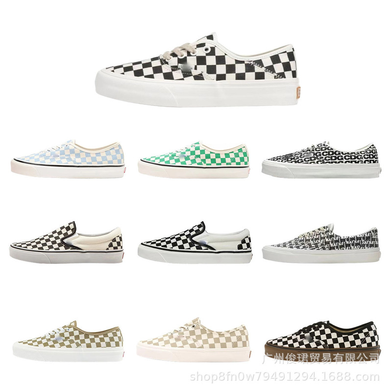 Putian Shoes Vans Checkerboard Canvas Shoes Aut44 Plaid Eco-Friendly Black and White Slip-On Checkerboard Low-Top Sneakers