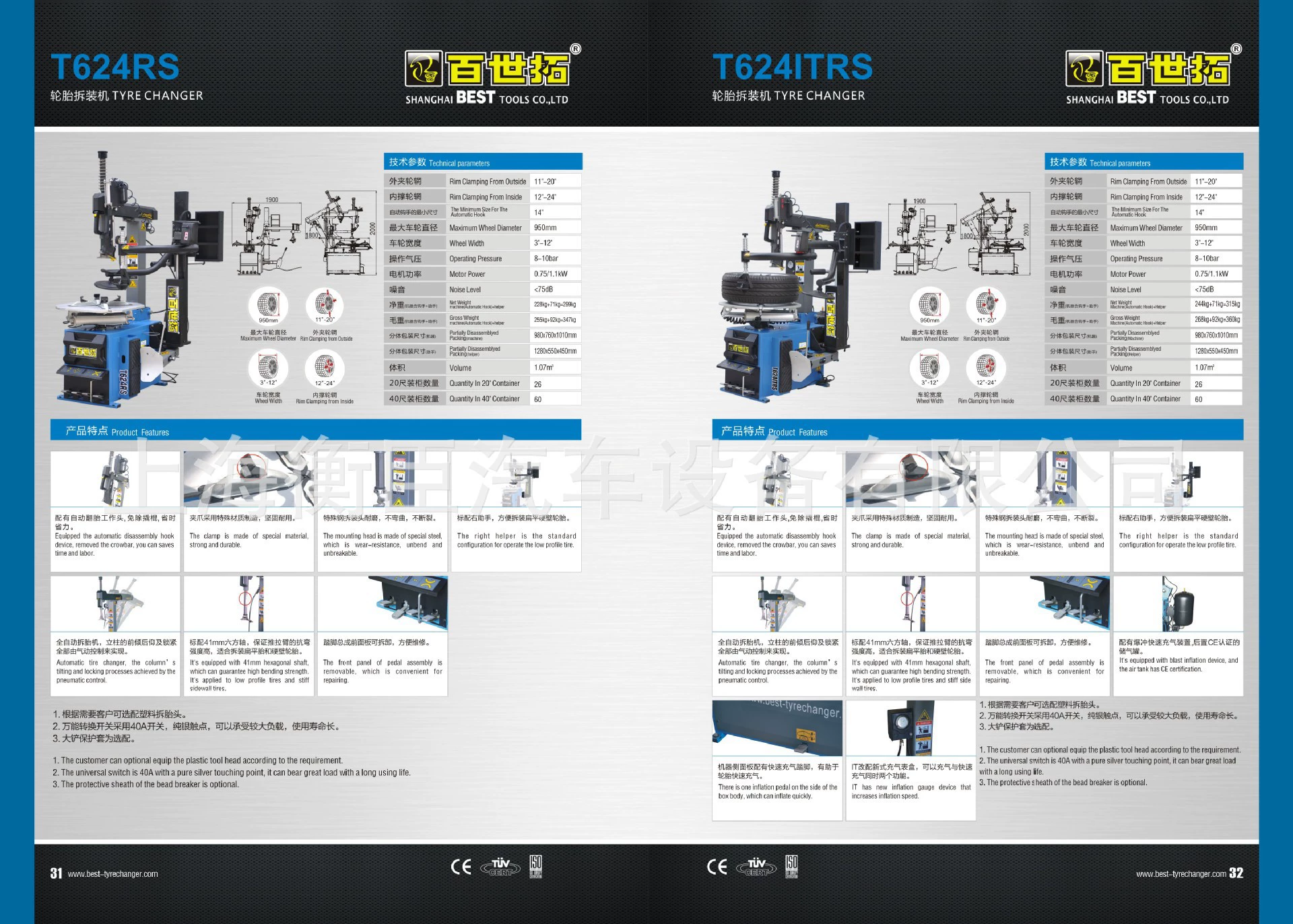 BEST Toto T624ITRS Автомобильный разборщик шин