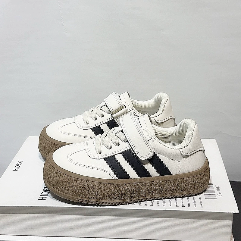 Детская обувь по нраву 2025 весна J сезон новый стиль для девочек маленькие белые туфли для мальчиков повседневные кожаные туфли для мальчиков