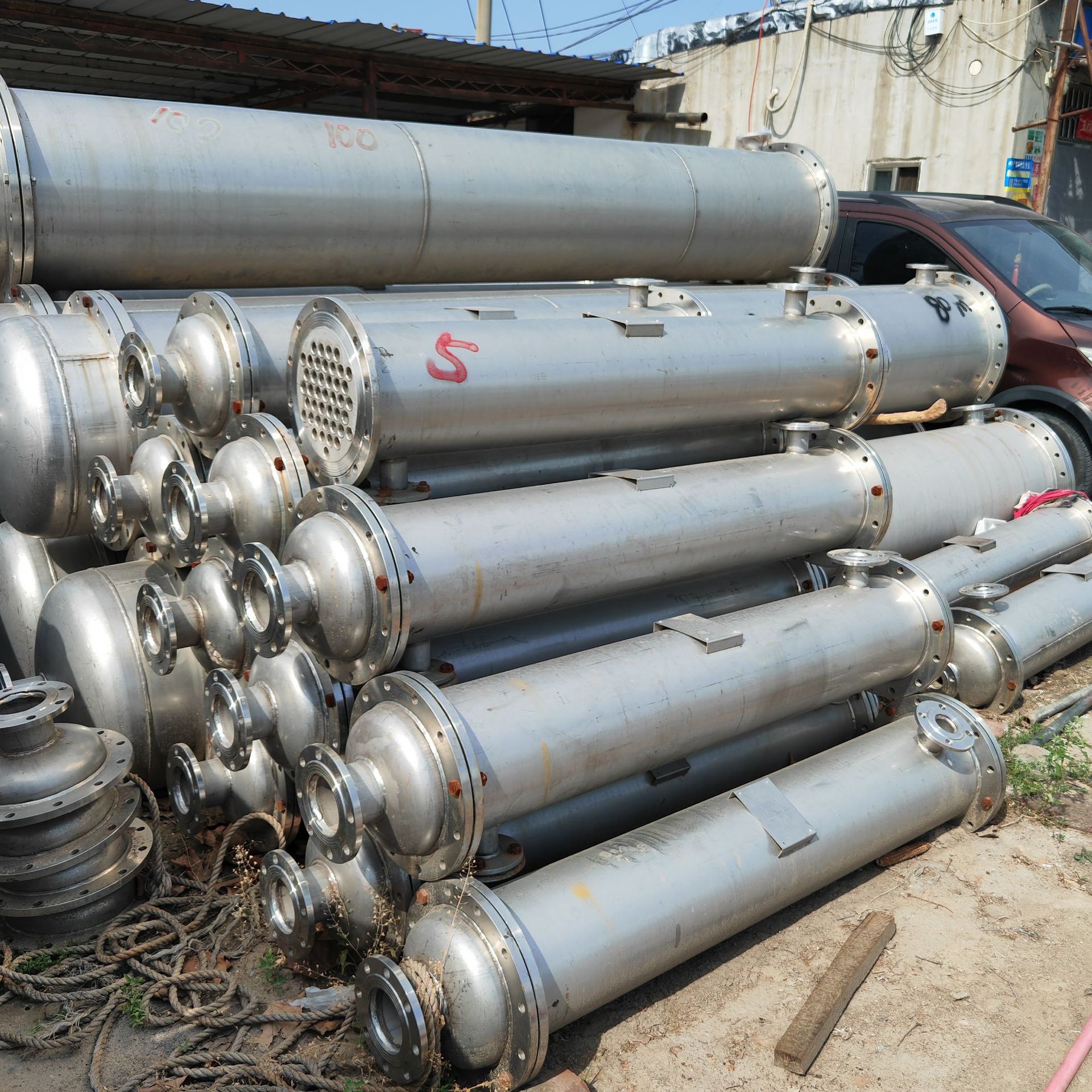 化工制药304不锈钢冷凝器工业立式散热强制循环列管式冷凝器