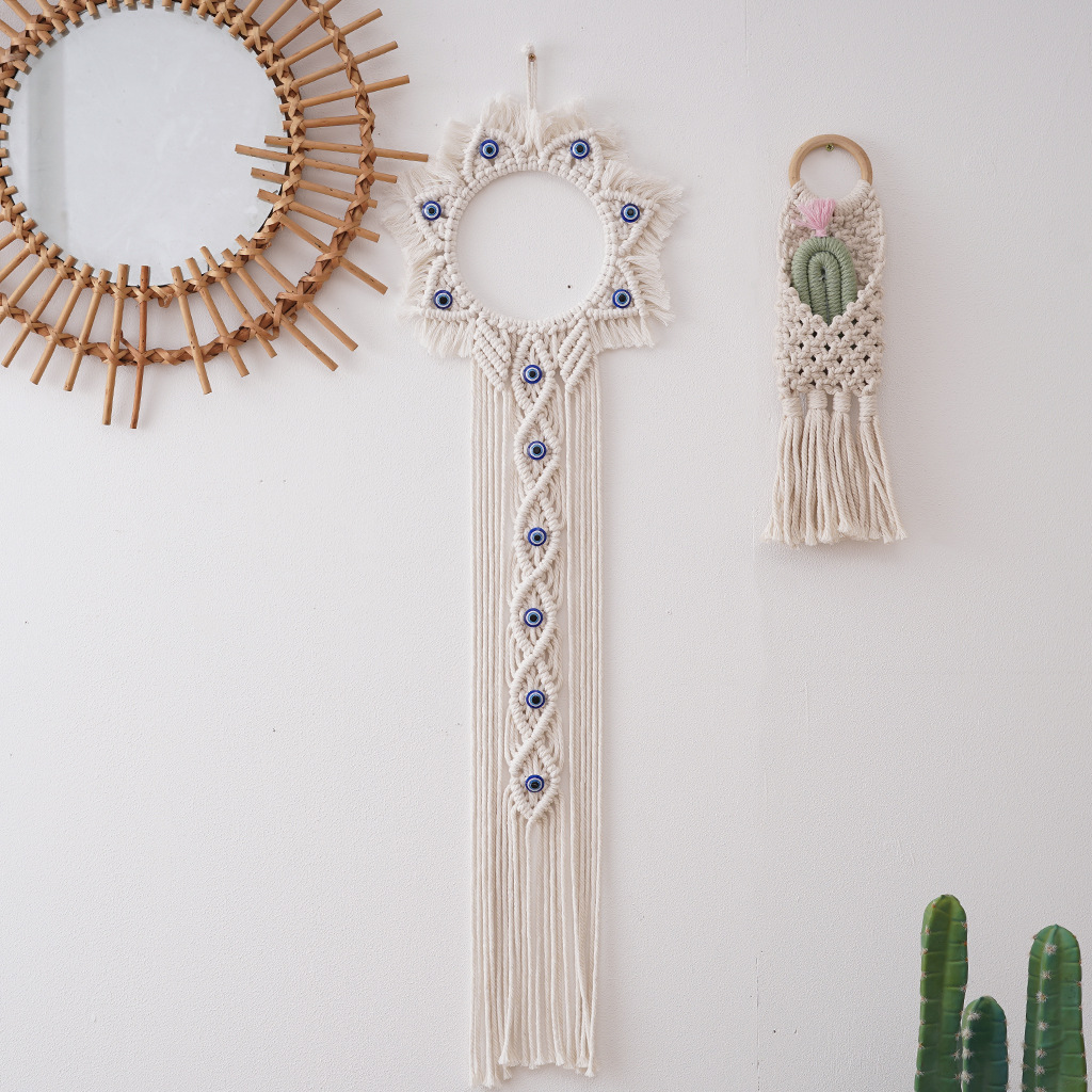 New Dream Catcher Devil's Eye Blue Eyes Handwoven Tapestry Bohemian Wall Decoration Cross-Border