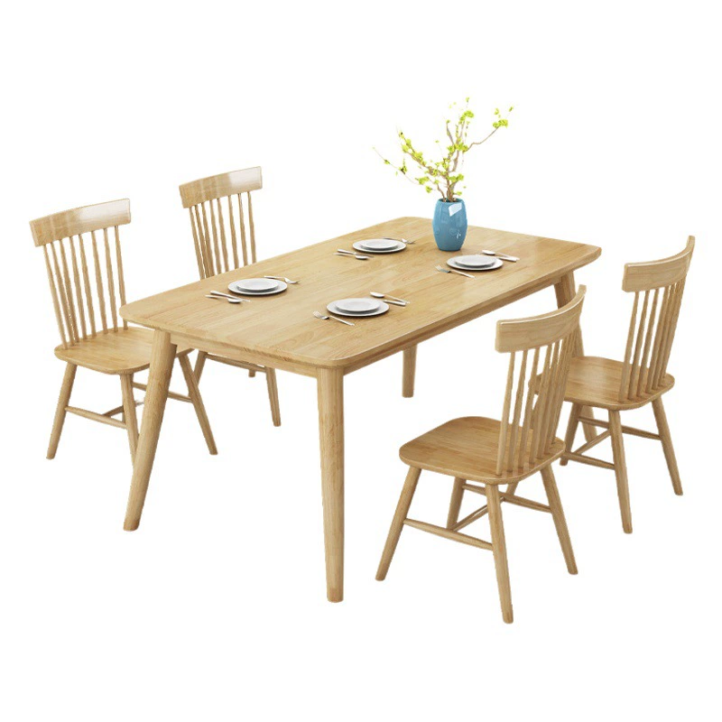 Обеденный стол из цельного дерева Nordic, прямоугольный современный простой бытовой обеденный стол и стул, комбинированный обеденный стол для маленькой квартиры