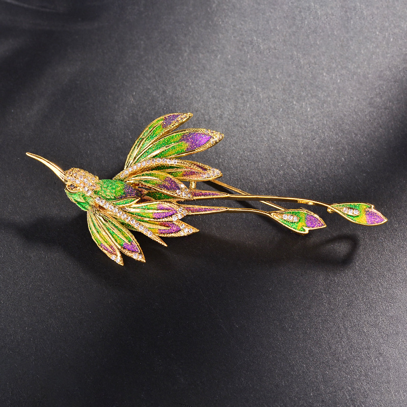 New Classy Enamel Bird Brooch, Niche Design, Exquisite Micro-Inlaid Zirconium Corsage, Fashionable and Versatile Accessory Brooch