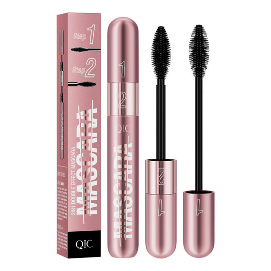 QIC Double-effect Mascara 4D Brush Head Sweat-proof Thick Long Curled Natural Slim Mascara Cross-border Makeup