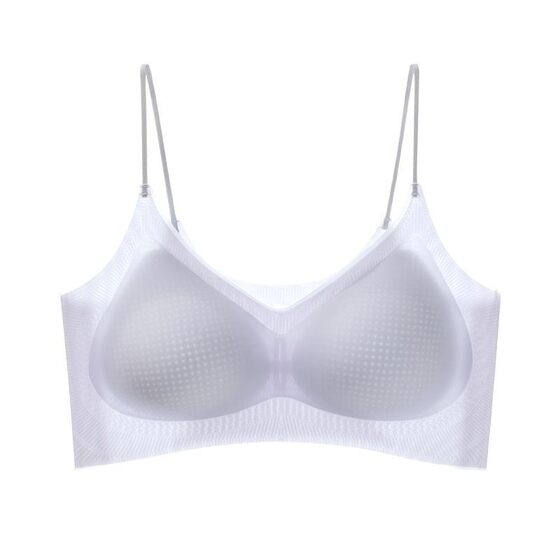Herbal Camellia Fragrance Initial Color Underwear Women's New Style Thin Shoulder Strap Small Chest Push-up Vest Type Non-marking Thin Bra