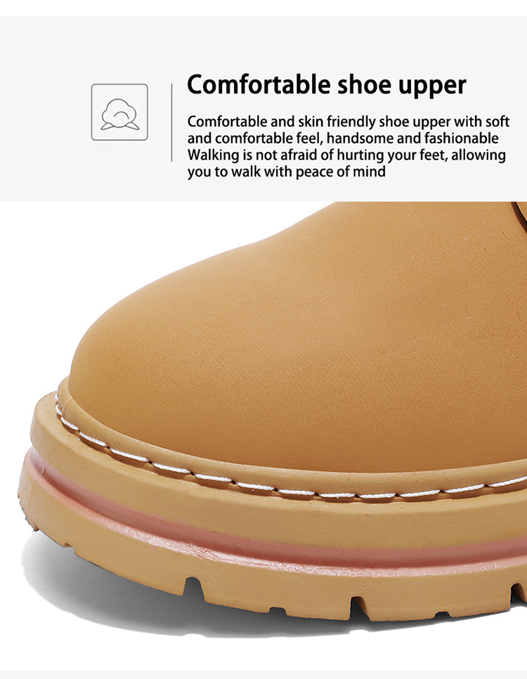 Women's Chunky Platform Work Boots Yellow & Pink Ankle Boots_voghion.com