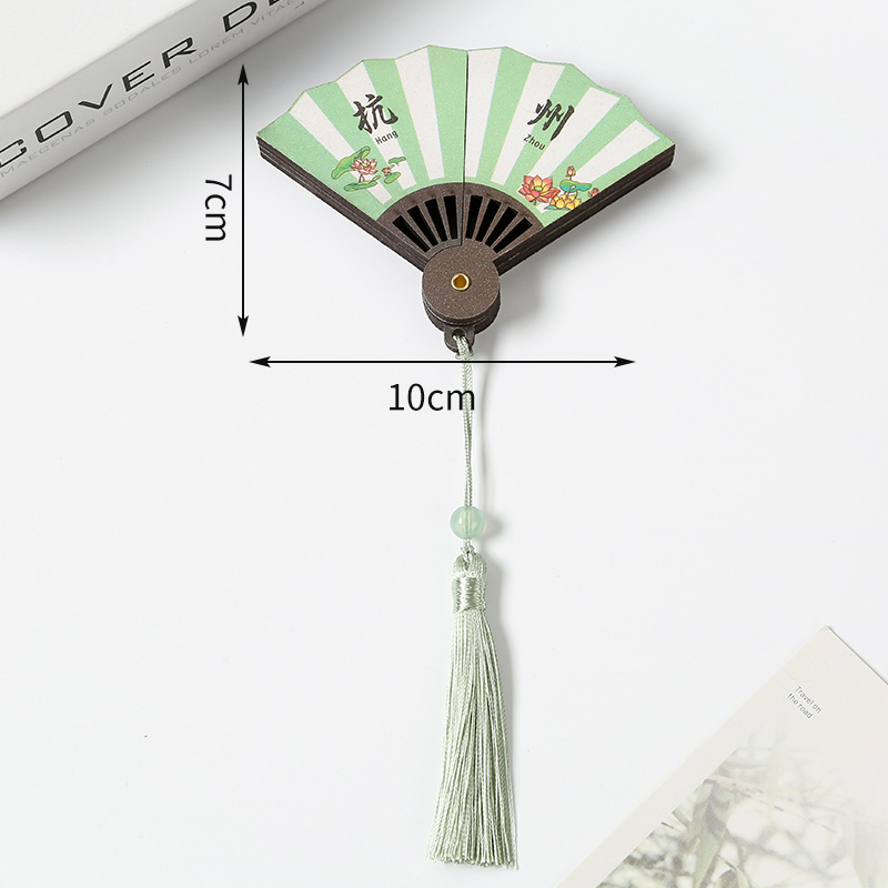 景点城市冰箱贴扇子木质冰箱贴磁贴强吸纪念品中国城市文创冰箱贴|undefined