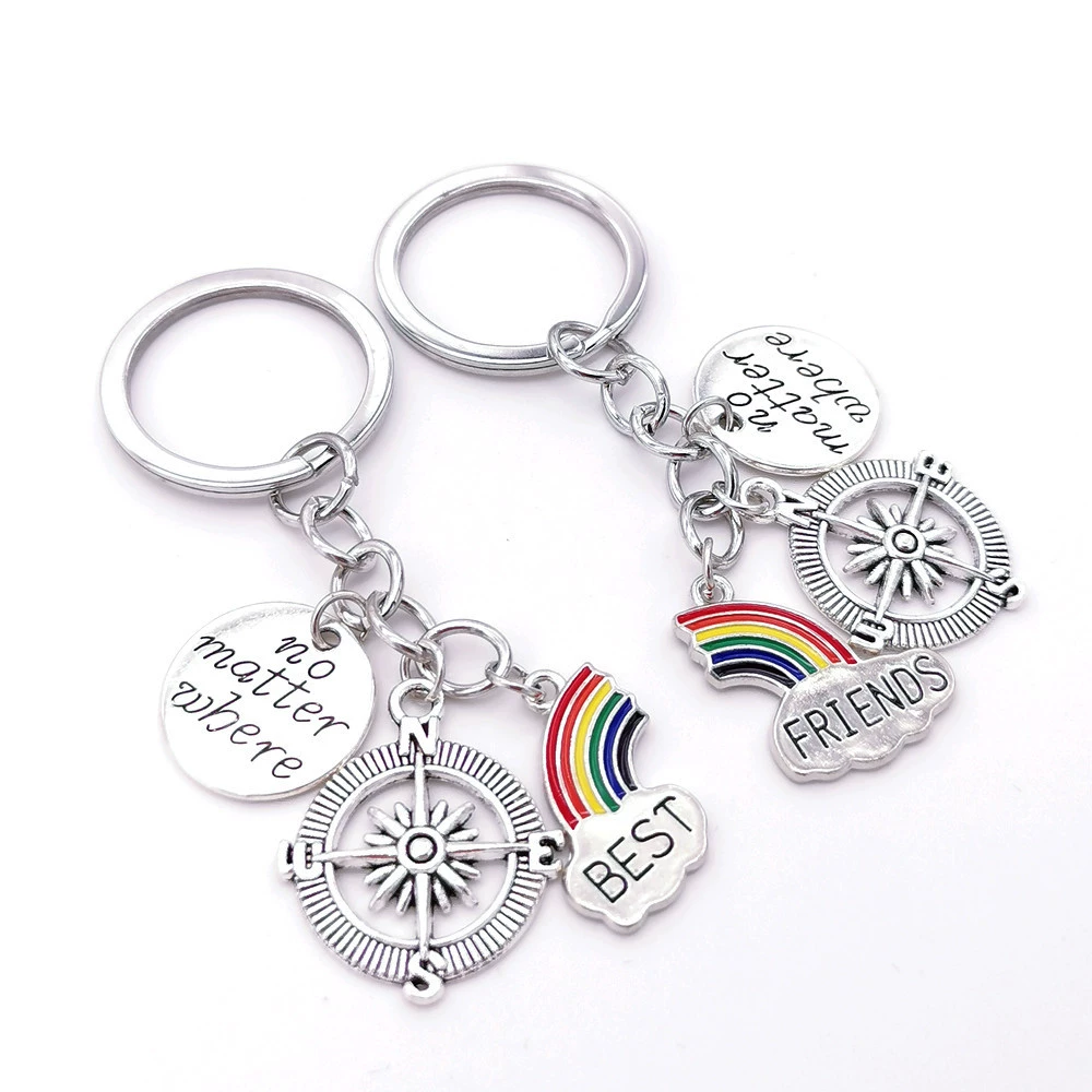 Accessory, rainbow keychain for friend for beloved, European style