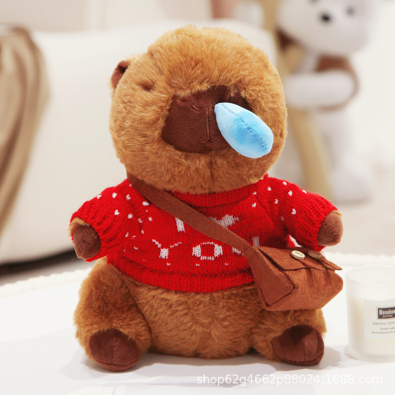 나는 스웨터 다크 브라운 가방을 사랑한다.