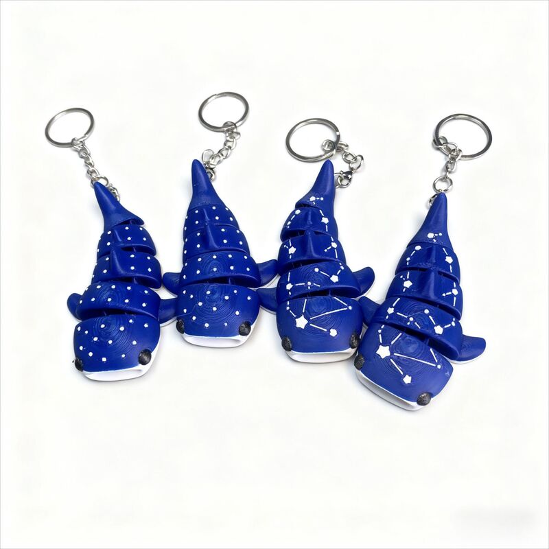 Cross-Border New 3D Printing Popular Toy Model Polka Dot Starry Sky Whale Keychain Pendant Accessories