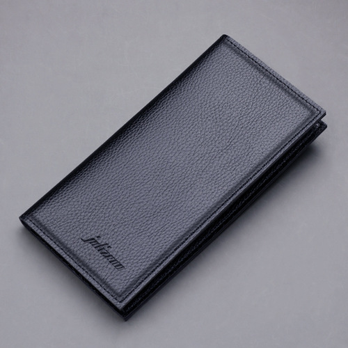 Long wallet, ultra-thin men's wallet, multiple card slots, soft leather, pebbled pattern, simple men's wallet, men wallet