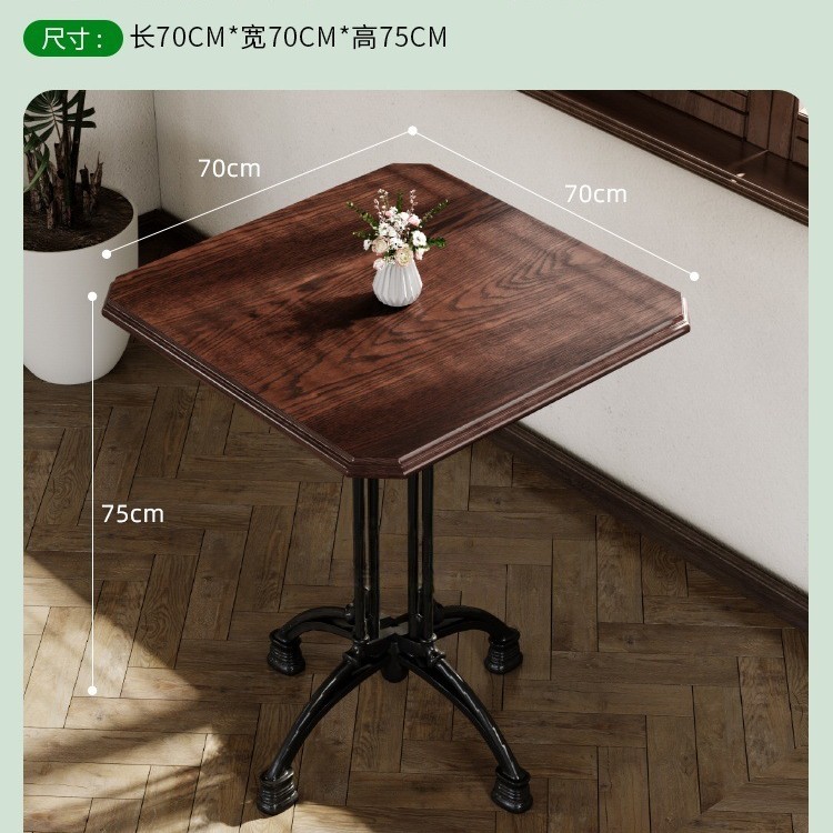 Mesa y silla de cafetería americana retro francesa panadería de comida ligera dulces tienda de azúcar y agua bistrona mesa de madera maciza