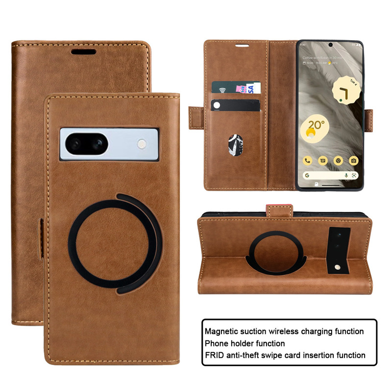 For Google Pixel7a Mobile Phone Leather Case for Google 6pro Protective Case for 8pro Magnetic Mobile Phone Case with Anti-theft