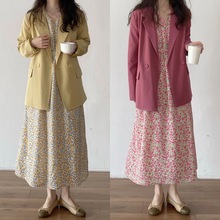 春季连衣裙早春春款韩版法式领碎花连衣裙子春季高级设计感小众