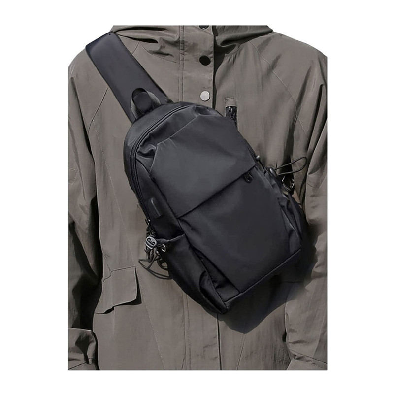 Amazon Chest Bag Men's Shoulder Bag New Crossbody Bag USB Charging Gift Casual Sports Backpack
