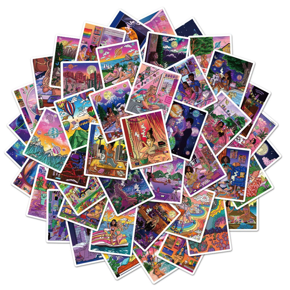 50 европейский и американский стиль мультфильм эстетический плакат граффити наклейки багаж ноутбук скутер чашка для воды наклейки из ПВХ