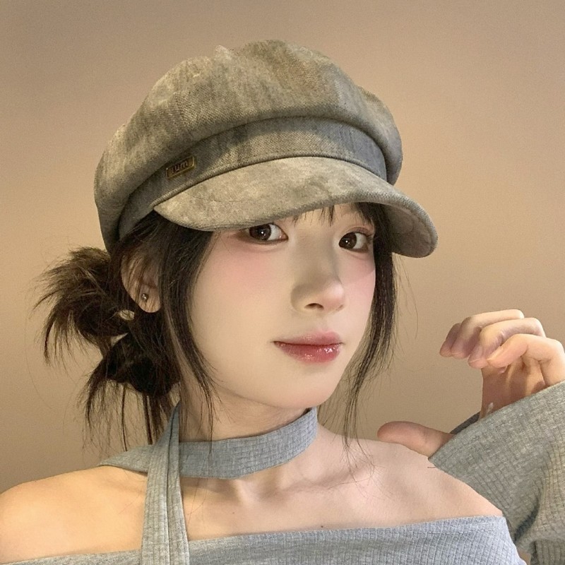 贝雷帽女秋季2025新款咖啡色帽子女复古八角百搭鸭舌帽画家帽显小|undefined