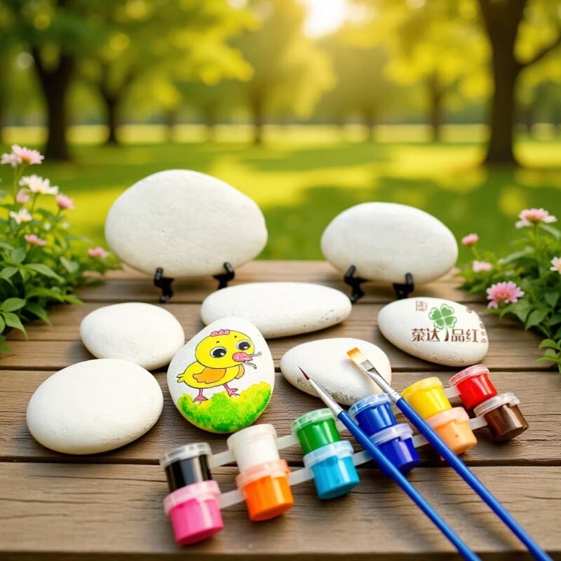 Cross-Border White Stones Brushed with White Background for Children's DIY Handmade Stone Painting Pebbles Hand-Painted Materials Cross-Border White Stones Brushed with White Background for Children's DIY Handmade Stone Painting Pebbles Hand-Painted Materials