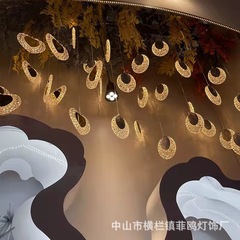 Wedding Prop 10-Head Acrylic Oval Peacock Feather Chandelier Wedding Hall Stage Ceiling Decor Lighting Arrangement