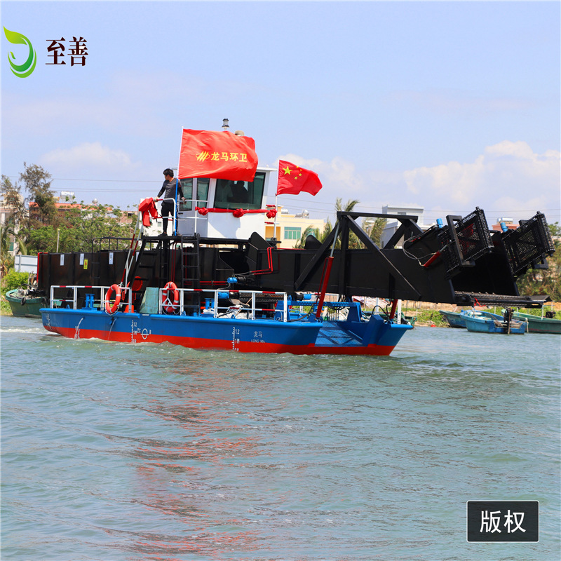湖北全自动垃圾打捞船 小型割草船 水花生收割设备 河道保洁船