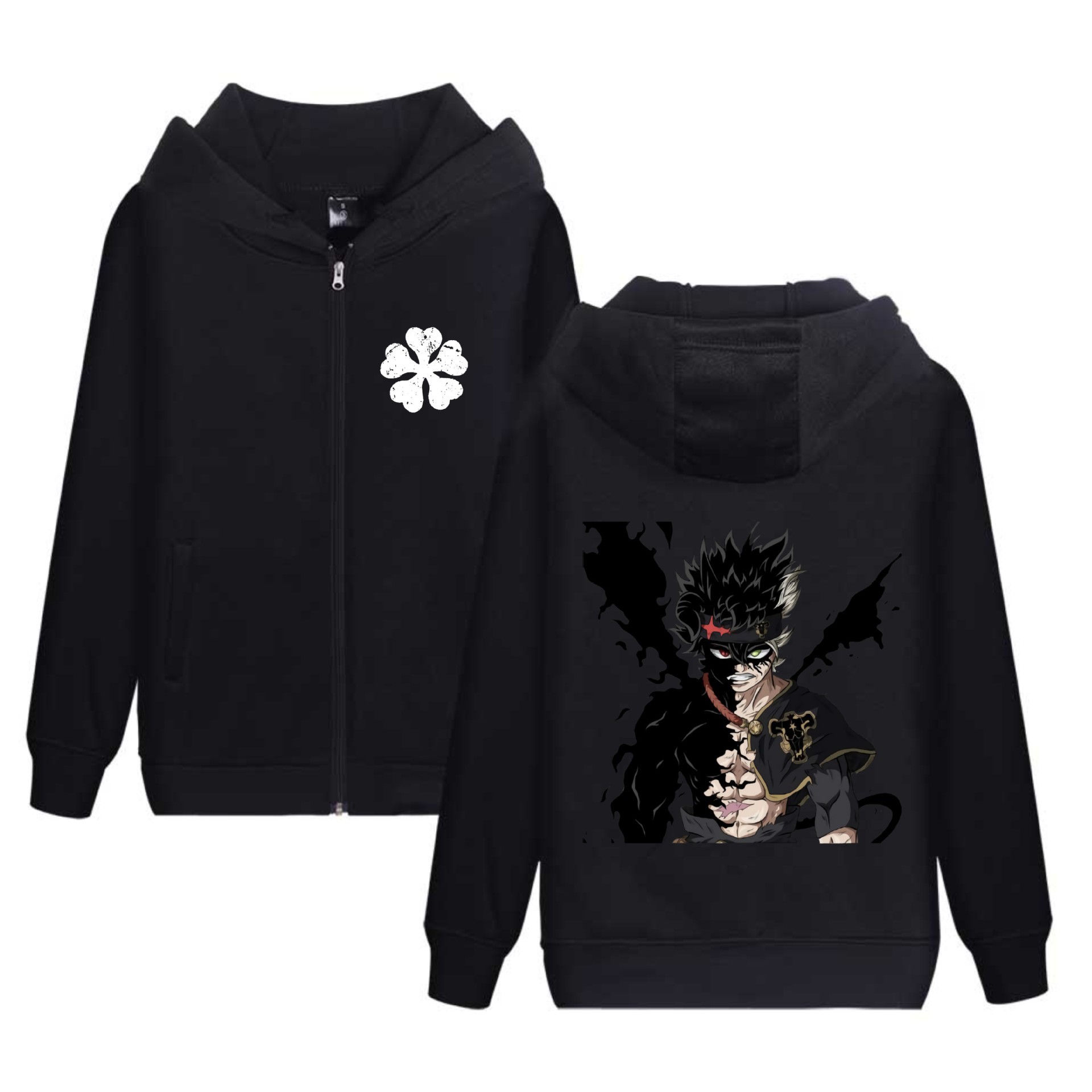 Amazon Black Clover Black Clover Suéter con cremallera transfronteriza sudadera con capucha y terciopelo