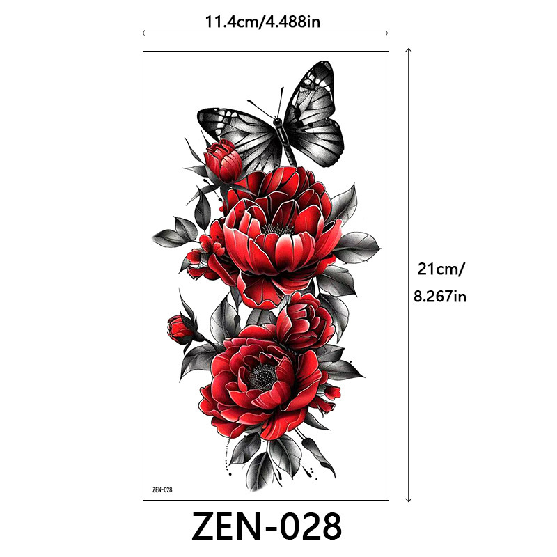 新品跨境 ZEN小全臂纹身贴半臂纹身贴动物花朵万圣节纹身贴tattoo|undefined