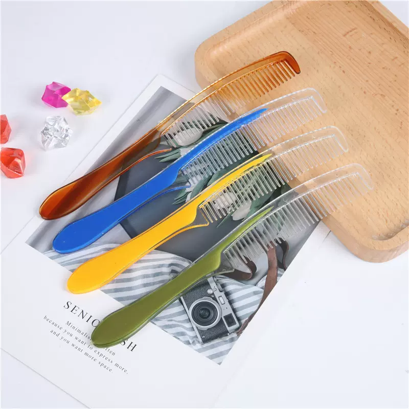 一次性用品批发 彩色透明双色密齿梳 家用染发美发塑料便携小梳子