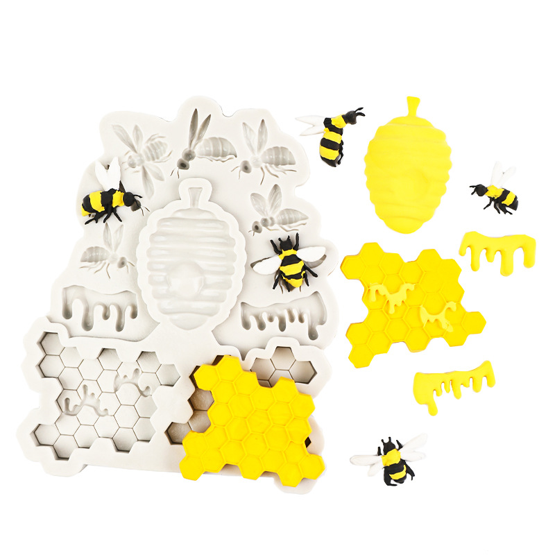 Abeja abeja rey panal cera epoxi molde de silicona chocolate fondant DIY herramienta hornear decoración la torta